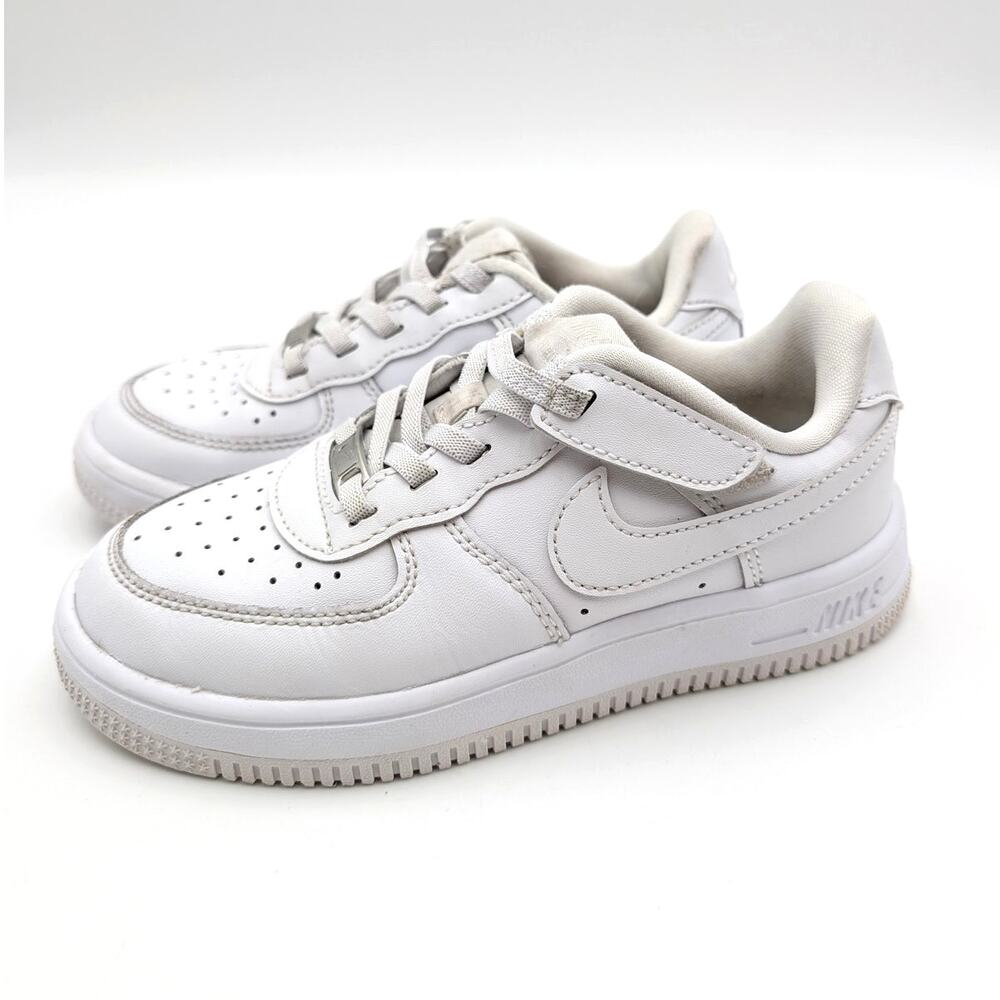 Nike Air Force 1 Lace-Up Sneaker Shoes Round Toe Kids' White Size US12.5C EU30